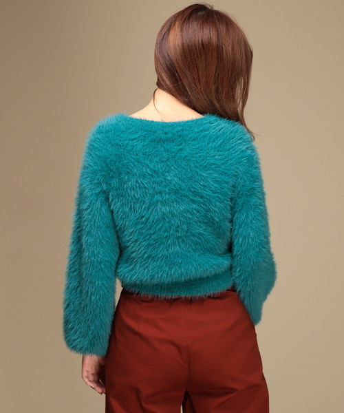 natural couture（ナチュラルクチュール）の「モンスターシャギーニット（ニット/セーター・レディース・グレー/グリーン/アイボリー/ピンクベージュ・FREE）」の12枚目の写真