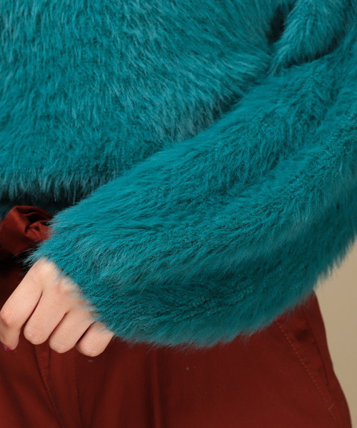 natural couture（ナチュラルクチュール）の「モンスターシャギーニット（ニット/セーター・レディース・グレー/グリーン/アイボリー/ピンクベージュ・FREE）」の6枚目の写真