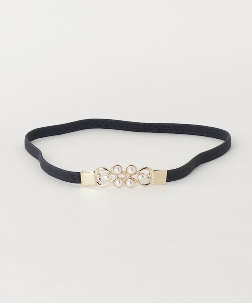 Cupid Heart（キューピッドハート）の「【Cupid Heart】結婚式ベルト パールモチーフゴムベルト（ベルト・レディース・ブラック/アイボリー/ネイビー・MEDIUM）」の5枚目の写真