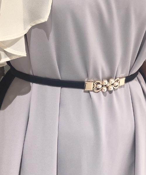 Cupid Heart（キューピッドハート）の「【Cupid Heart】結婚式ベルト パールモチーフゴムベルト（ベルト・レディース・ブラック/アイボリー/ネイビー・MEDIUM）」の4枚目の写真