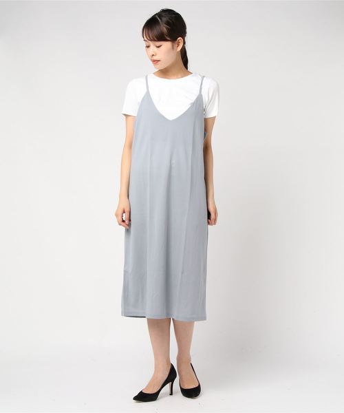 Grandeir（グランディール）の「[ノーマル]ジョーゼットポンチキャミワンピース（ワンピース・レディース・ライトグレー/ブラック/ネイビー/ピンク/ブルー/ボルドー/ブルー系その他/モカ・M/L）」の6枚目の写真