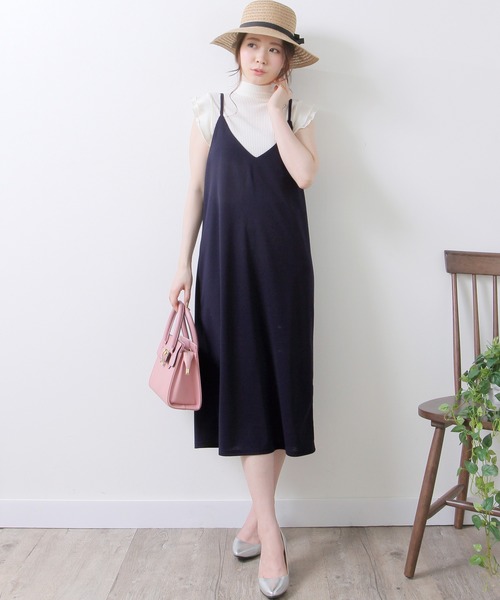 Grandeir（グランディール）の「[ノーマル]ジョーゼットポンチキャミワンピース（ワンピース・レディース・ライトグレー/ブラック/ネイビー/ピンク/ブルー/ボルドー/ブルー系その他/モカ・M/L）」の4枚目の写真