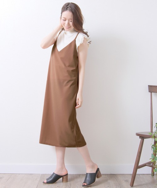 Grandeir（グランディール）の「[ノーマル]ジョーゼットポンチキャミワンピース（ワンピース・レディース・ライトグレー/ブラック/ネイビー/ピンク/ブルー/ボルドー/ブルー系その他/モカ・M/L）」の16枚目の写真