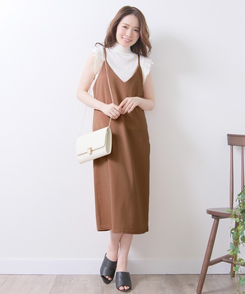 Grandeir（グランディール）の「[ノーマル]ジョーゼットポンチキャミワンピース（ワンピース・レディース・ライトグレー/ブラック/ネイビー/ピンク/ブルー/ボルドー/ブルー系その他/モカ・M/L）」の15枚目の写真