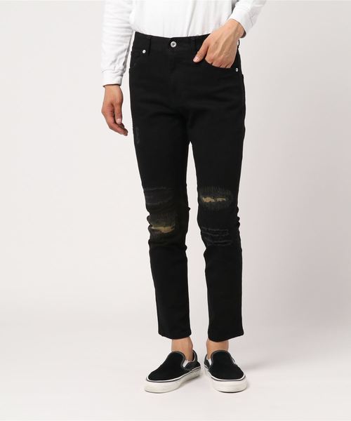 VENCEEXCHANGE（ヴァンスエクスチェンジ）の「カラーダメージリペアスキニー（その他パンツ・メンズ・ホワイト/ブラック・S/M/L）」の5枚目の写真
