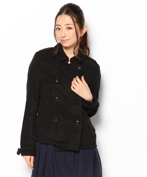 SHIPS for women（シップスフォーウィメン）の「★★ショート トレンチ コート（トレンチコート・レディース・ベージュ/ブラック・MEDIUM/SMALL）」の2枚目の写真