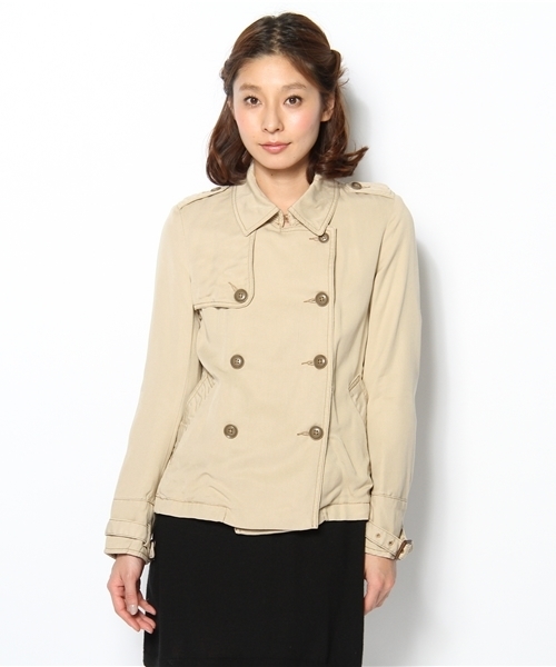 SHIPS for women（シップスフォーウィメン）の「★★ショート トレンチ コート（トレンチコート・レディース・ベージュ/ブラック・MEDIUM/SMALL）」の4枚目の写真