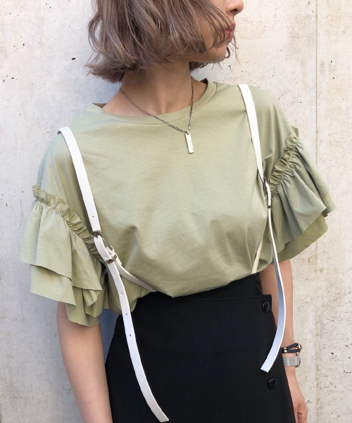 PAGEBOY(ページボーイ)の「シルケット袖フリルプルオーバー(Tシャツ/カットソー・レディース・ブラック/ベージュ/オフホワイト/カーキ/レッド・FREE)」の16枚目の写真