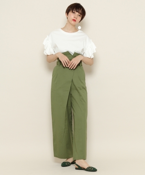 PAGEBOY(ページボーイ)の「シルケット袖フリルプルオーバー(Tシャツ/カットソー・レディース・ブラック/ベージュ/オフホワイト/カーキ/レッド・FREE)」の8枚目の写真