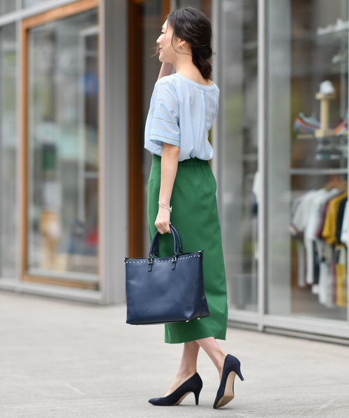 RIVE DROITE（リヴドロワ）の「フェイクリネンロングタイトスカート（スカート・レディース・グリーン/ベージュ/ブルー・38/36）」の8枚目の写真