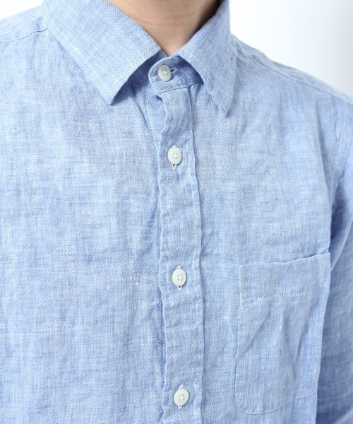 GLOBAL WORK（グローバルワーク）の「【GLOBAL WORK】フレンチリネン/7分袖（シャツ/ブラウス・メンズ・ネイビー/ホワイト/グリーン/オレンジ・SMALL/MEDIUM/LARGE/X-LARGE）」の7枚目の写真