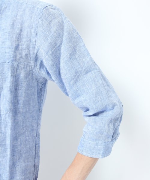 GLOBAL WORK（グローバルワーク）の「【GLOBAL WORK】フレンチリネン/7分袖（シャツ/ブラウス・メンズ・ネイビー/ホワイト/グリーン/オレンジ・SMALL/MEDIUM/LARGE/X-LARGE）」の9枚目の写真