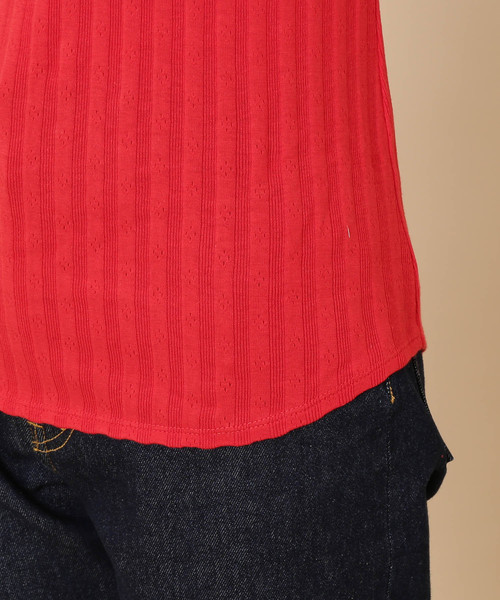 ADAM ET ROPE'（アダムエロペ）の「ONOメリヤス  ボートネックRIB 5分袖プルオーバー（Tシャツ/カットソー・レディース・チャコールグレー/ベージュ/レッド/オフホワイト・FREE）」の13枚目の写真