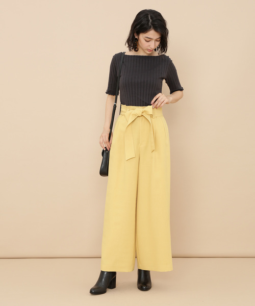 ADAM ET ROPE'（アダムエロペ）の「ONOメリヤス  ボートネックRIB 5分袖プルオーバー（Tシャツ/カットソー・レディース・チャコールグレー/ベージュ/レッド/オフホワイト・FREE）」の16枚目の写真