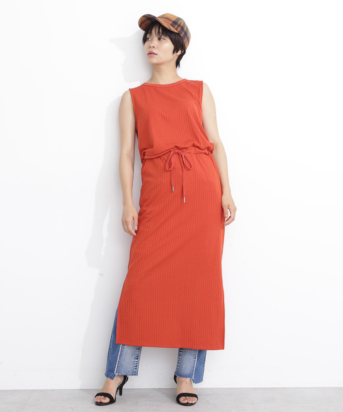 FREE'S MART(フリーズマート)の「ウエストマークテレコワンピース●(ワンピース・レディース・ブルー/ブラック/ブラウン/カーキ・FREE)」の2枚目の写真