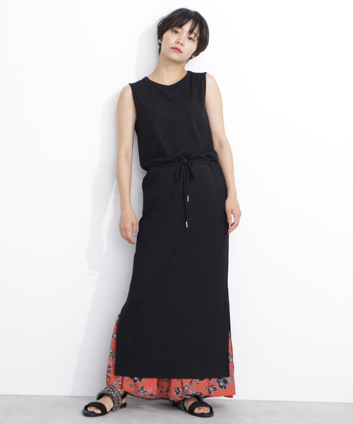 FREE'S MART(フリーズマート)の「ウエストマークテレコワンピース●(ワンピース・レディース・ブルー/ブラック/ブラウン/カーキ・FREE)」の1枚目の写真