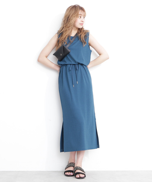 FREE'S MART(フリーズマート)の「ウエストマークテレコワンピース●(ワンピース・レディース・ブルー/ブラック/ブラウン/カーキ・FREE)」の5枚目の写真