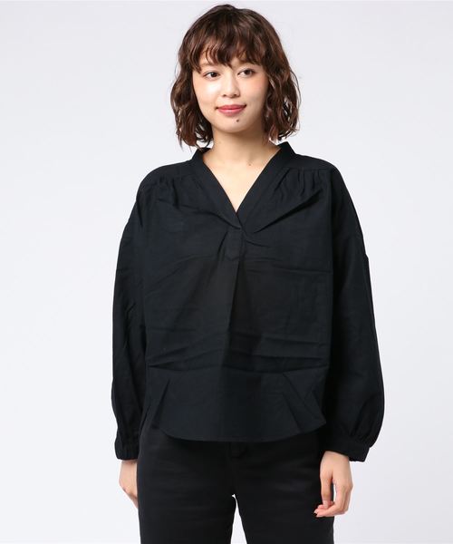 AMERICAN HOLIC(アメリカンホリック)の「Vネックスキッパーギャザーブラウス(シャツ/ブラウス・レディース・ブラック/オフホワイト/その他8/その他12/ブラック系その他3/ブラウン系その他4/ブルー系その他5・M/L)」の3枚目の写真