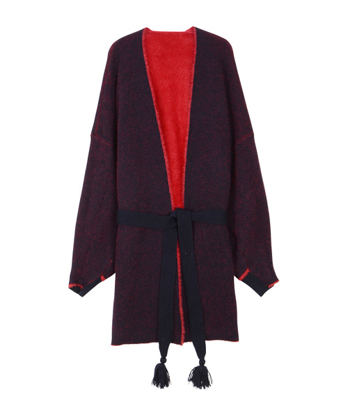 Ne-net（ネネット）の「リバーシブルファーニット カーディガン（カーディガン/ボレロ・レディース・レッド/オフホワイト/ダークブラウン・02）」の9枚目の写真