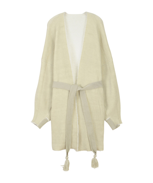 Ne-net（ネネット）の「リバーシブルファーニット カーディガン（カーディガン/ボレロ・レディース・レッド/オフホワイト/ダークブラウン・02）」の4枚目の写真