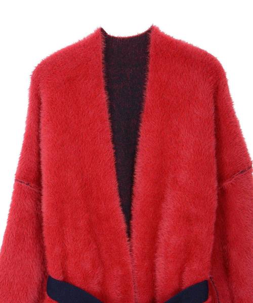 Ne-net（ネネット）の「リバーシブルファーニット カーディガン（カーディガン/ボレロ・レディース・レッド/オフホワイト/ダークブラウン・02）」の8枚目の写真