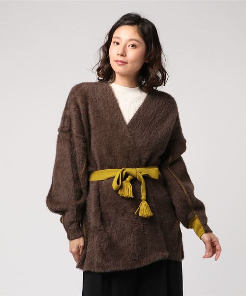 Ne-net（ネネット）の「リバーシブルファーニット カーディガン（カーディガン/ボレロ・レディース・レッド/オフホワイト/ダークブラウン・02）」の3枚目の写真