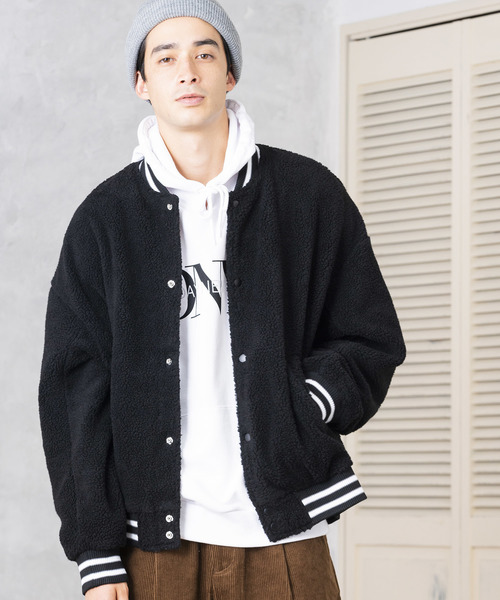 WEGO（ウィゴー）の「WEGO/ボアスタジャン（スタジャン・メンズ・ブラック/ネイビー/アイボリー/ワイン・MEDIUM/LARGE）」の3枚目の写真