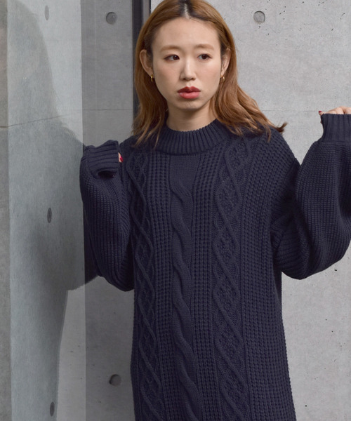 w closet（ダブルクローゼット）の「ケーブル編みロングニットワンピ