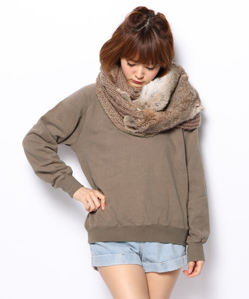 goa（ゴア）の「裏毛Top'sラビットファー付 スヌードSet（アンサンブル・レディース・チャコールグレー/モカ/アイボリー・FREE）」の3枚目の写真