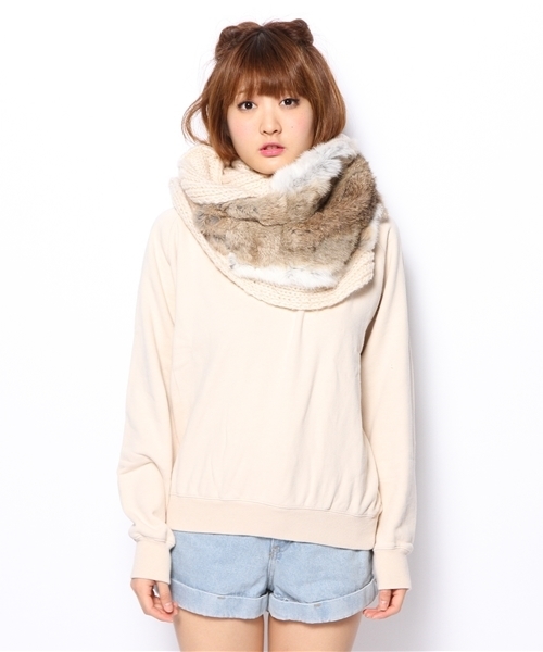 goa（ゴア）の「裏毛Top'sラビットファー付 スヌードSet（アンサンブル・レディース・チャコールグレー/モカ/アイボリー・FREE）」の4枚目の写真