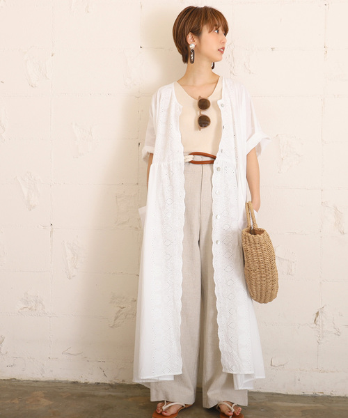 coca（coca）（コカ）の「刺繍レースカットワークコットンワンピース（ワンピース・レディース・ホワイト・ONE SIZE）」の6枚目の写真