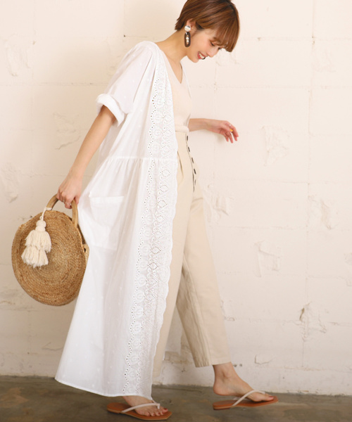 coca（coca）（コカ）の「刺繍レースカットワークコットンワンピース（ワンピース・レディース・ホワイト・ONE SIZE）」の5枚目の写真