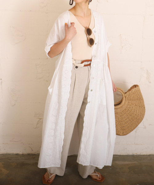 coca（coca）（コカ）の「刺繍レースカットワークコットンワンピース（ワンピース・レディース・ホワイト・ONE SIZE）」の12枚目の写真