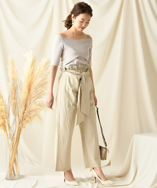 DouDou（ドゥドゥ）の「サテンリボンベルトパンツ（その他パンツ・レディース・ベージュ/グリーン/キャメル・38/36）」の7枚目の写真