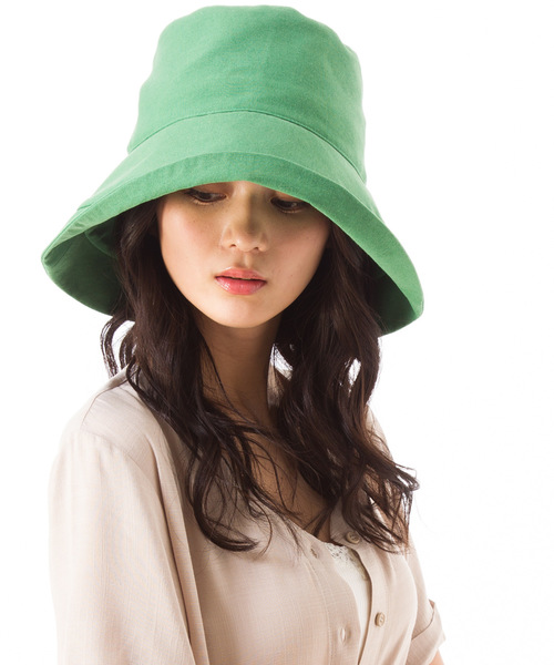 QUEENHEAD（クイーンヘッド）の「綿ポリブリムUVハット（ハット・レディース・ネイビー/ブラウン/カーキ/サックスブルー/オレンジ/ブラック/グリーン/オフホワイト/マスタード・XX-LARGE/X-LARGE/FREE）」の17枚目の写真