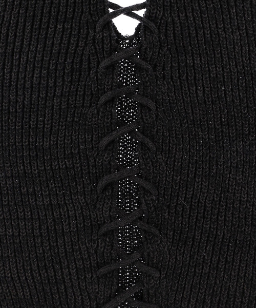 ALEXIA STAM（アリシアスタン）の「Back Lace-up Knit Hoodie/ニットフーディー（パーカー・レディース・ブラック/ベージュ・FREE）」の11枚目の写真