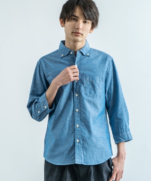 スプレッドボタンダウン 7分袖シャツ シャツ ブラウス ワイド トップス ワイド シャツ ブラウス 日本製 Audience オーディエンス のファッション