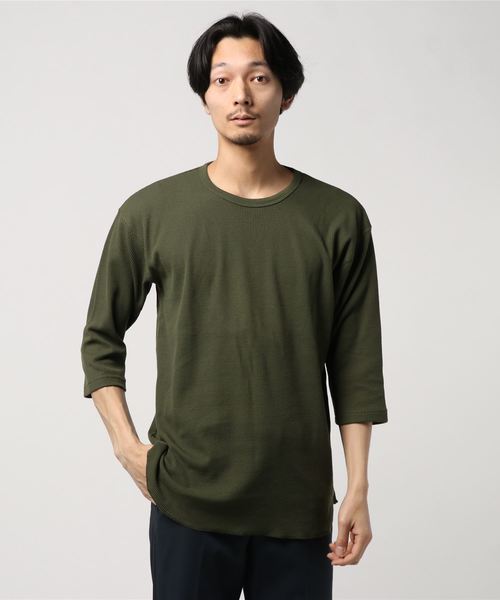 WEGO（ウィゴー）の「WEGO/ラウンドワッフル7分袖カットソー（Tシャツ/カットソー・メンズ・ホワイト/ブラック/カーキ/レッド・MEDIUM/LARGE/SMALL）」の7枚目の写真