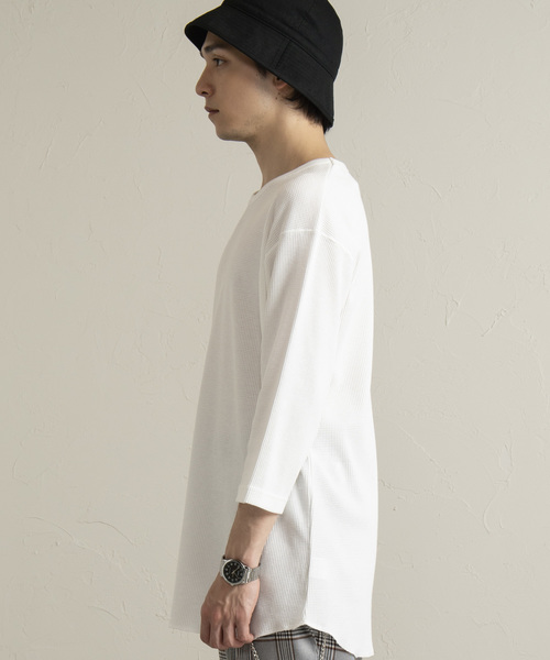 WEGO（ウィゴー）の「WEGO/ラウンドワッフル7分袖カットソー（Tシャツ/カットソー・メンズ・ホワイト/ブラック/カーキ/レッド・MEDIUM/LARGE/SMALL）」の10枚目の写真