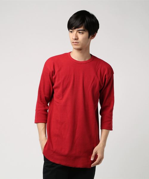 WEGO（ウィゴー）の「WEGO/ラウンドワッフル7分袖カットソー（Tシャツ/カットソー・メンズ・ホワイト/ブラック/カーキ/レッド・MEDIUM/LARGE/SMALL）」の19枚目の写真