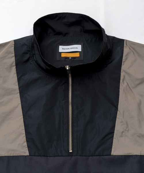 MAISON SPECIAL（メゾンスペシャル）の「オーバーサイズ配色ハーフジッププルオーバー 【MAISON SPECIAL/メゾンスペシャル】（Tシャツ/カットソー・メンズ・ネイビー/ブラック・46/48）」の3枚目の写真
