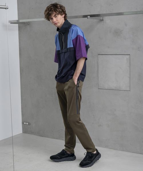 MAISON SPECIAL（メゾンスペシャル）の「オーバーサイズ配色ハーフジッププルオーバー 【MAISON SPECIAL/メゾンスペシャル】（Tシャツ/カットソー・メンズ・ネイビー/ブラック・46/48）」の7枚目の写真