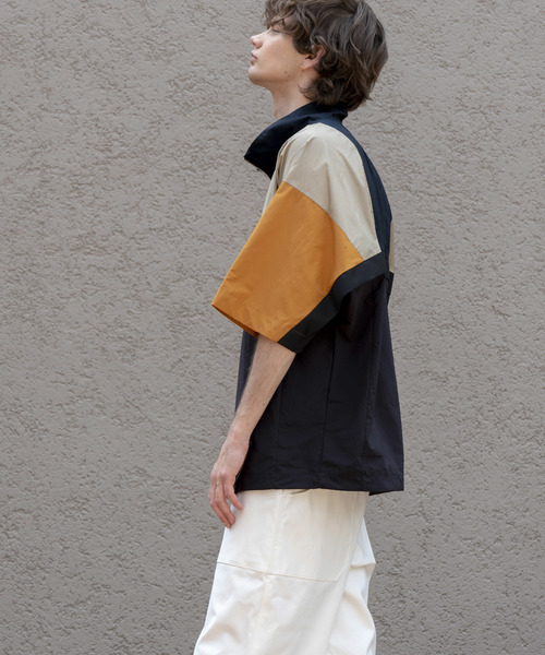 MAISON SPECIAL（メゾンスペシャル）の「オーバーサイズ配色ハーフジッププルオーバー 【MAISON SPECIAL/メゾンスペシャル】（Tシャツ/カットソー・メンズ・ネイビー/ブラック・46/48）」の9枚目の写真