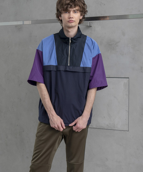 MAISON SPECIAL（メゾンスペシャル）の「オーバーサイズ配色ハーフジッププルオーバー 【MAISON SPECIAL/メゾンスペシャル】（Tシャツ/カットソー・メンズ・ネイビー/ブラック・46/48）」の11枚目の写真