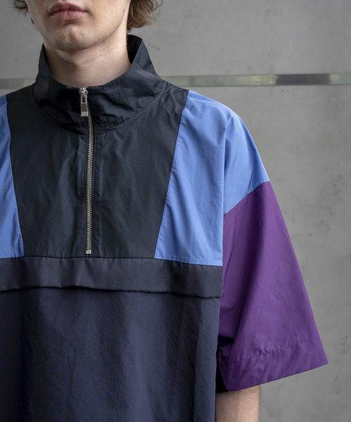 MAISON SPECIAL（メゾンスペシャル）の「オーバーサイズ配色ハーフジッププルオーバー 【MAISON SPECIAL/メゾンスペシャル】（Tシャツ/カットソー・メンズ・ネイビー/ブラック・46/48）」の14枚目の写真