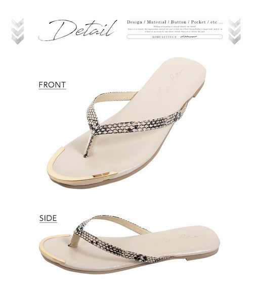 KOBE LETTUCE（コウベレタス）の「メタリックトゥトングフラットサンダル（サンダル・レディース・ブラック/シルバー/レオパード/パイソン/ホワイト・L/LL/M/S）」の10枚目の写真