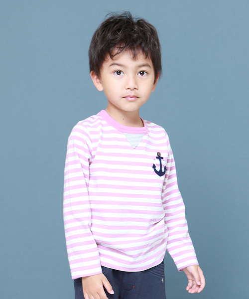 RAGMART(ラグマート)の「ボーダーTシャツ(Tシャツ/カットソー・キッズ・パープル/ブルー/グリーン・110cm/100cm/120cm/130cm)」の3枚目の写真