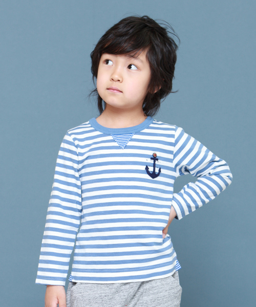 RAGMART(ラグマート)の「ボーダーTシャツ(Tシャツ/カットソー・キッズ・パープル/ブルー/グリーン・110cm/100cm/120cm/130cm)」の2枚目の写真