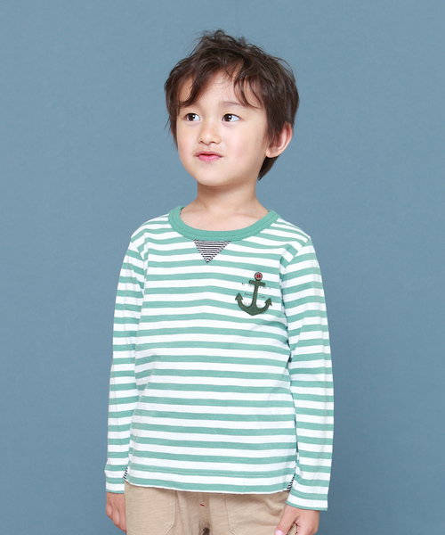 RAGMART(ラグマート)の「ボーダーTシャツ(Tシャツ/カットソー・キッズ・パープル/ブルー/グリーン・110cm/100cm/120cm/130cm)」の1枚目の写真