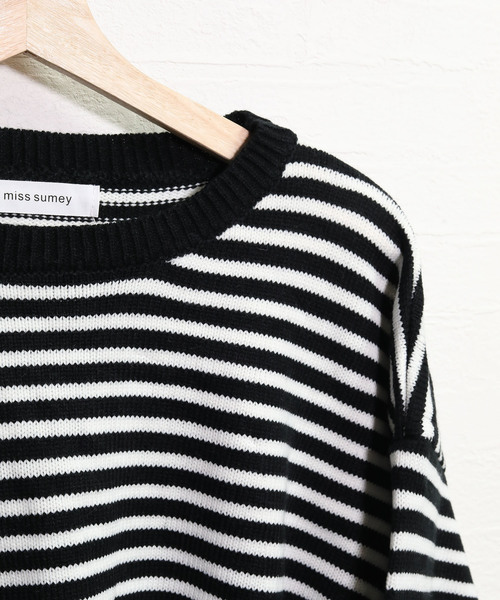 c.u.l(シーユーエル)の「【c.u.l】【2019AW】クルーネック ボーダー ビッグシルエット ニット chw843(ニット/セーター・レディース・ブラック/ベージュ/ブラウン/グレー・FREE)」の13枚目の写真